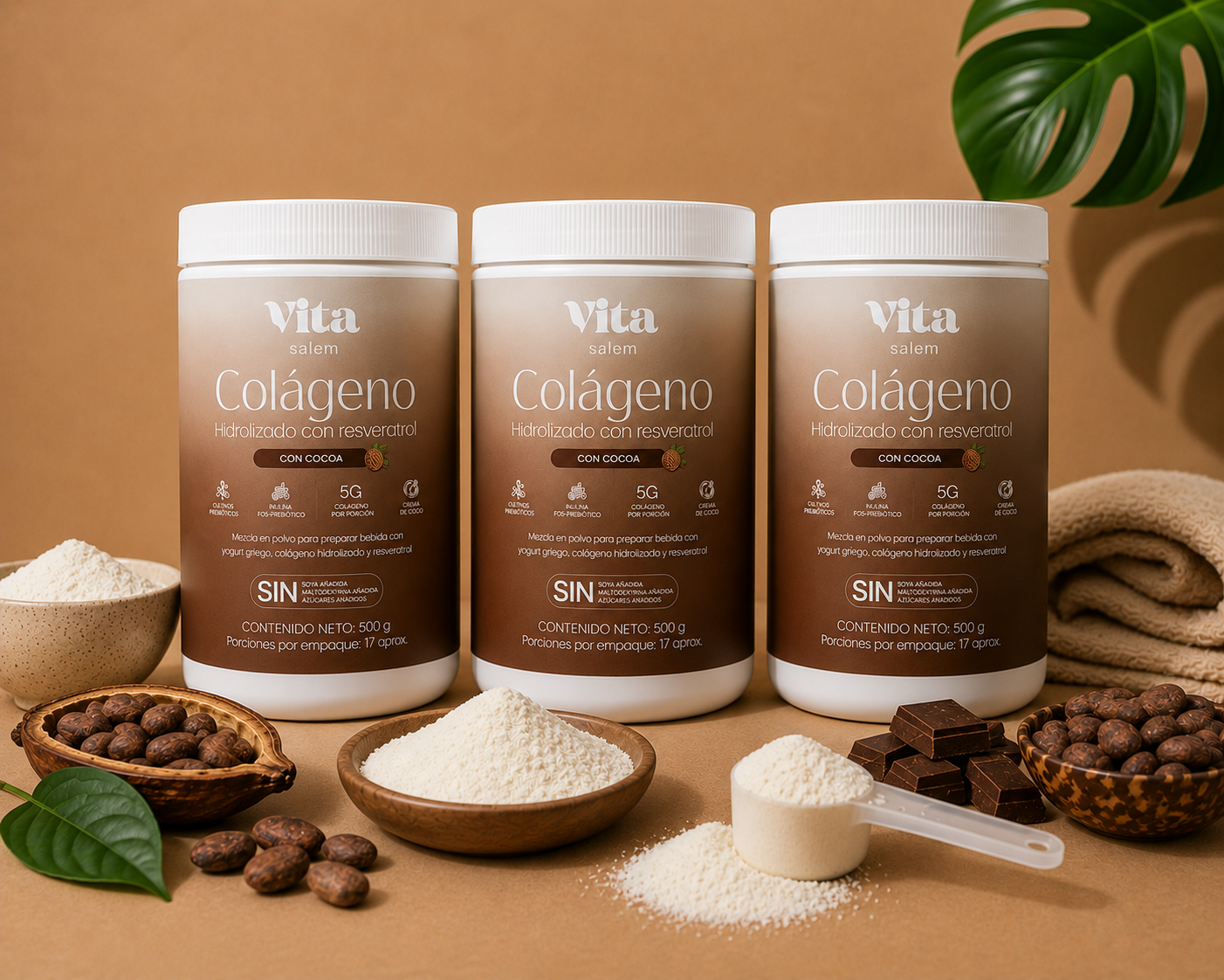 Colágeno con resveratrol sabor a cocoa combo x 3