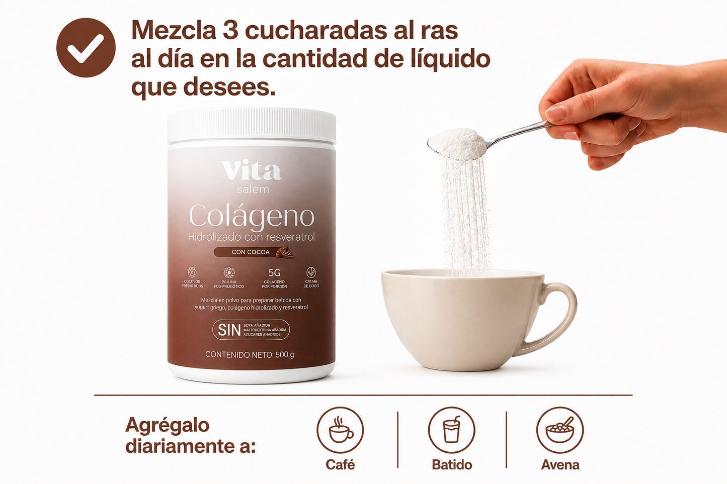 Colágeno con resveratrol sabor a cocoa