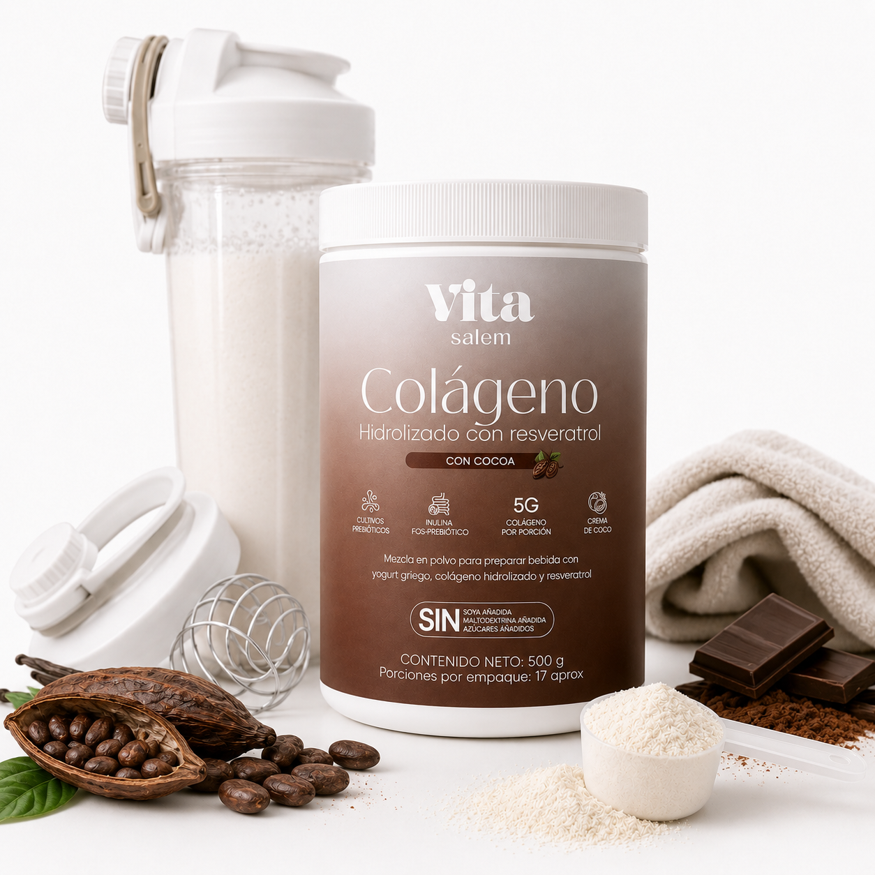 Colágeno con resveratrol sabor a cocoa