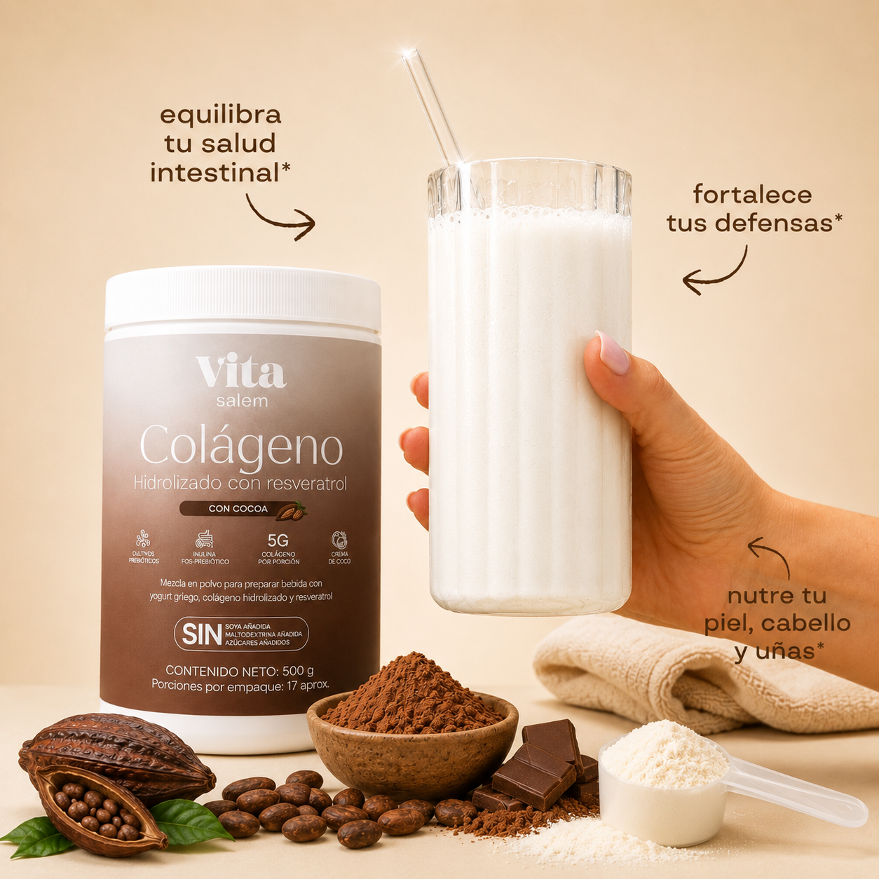 Colágeno con resveratrol sabor a cocoa