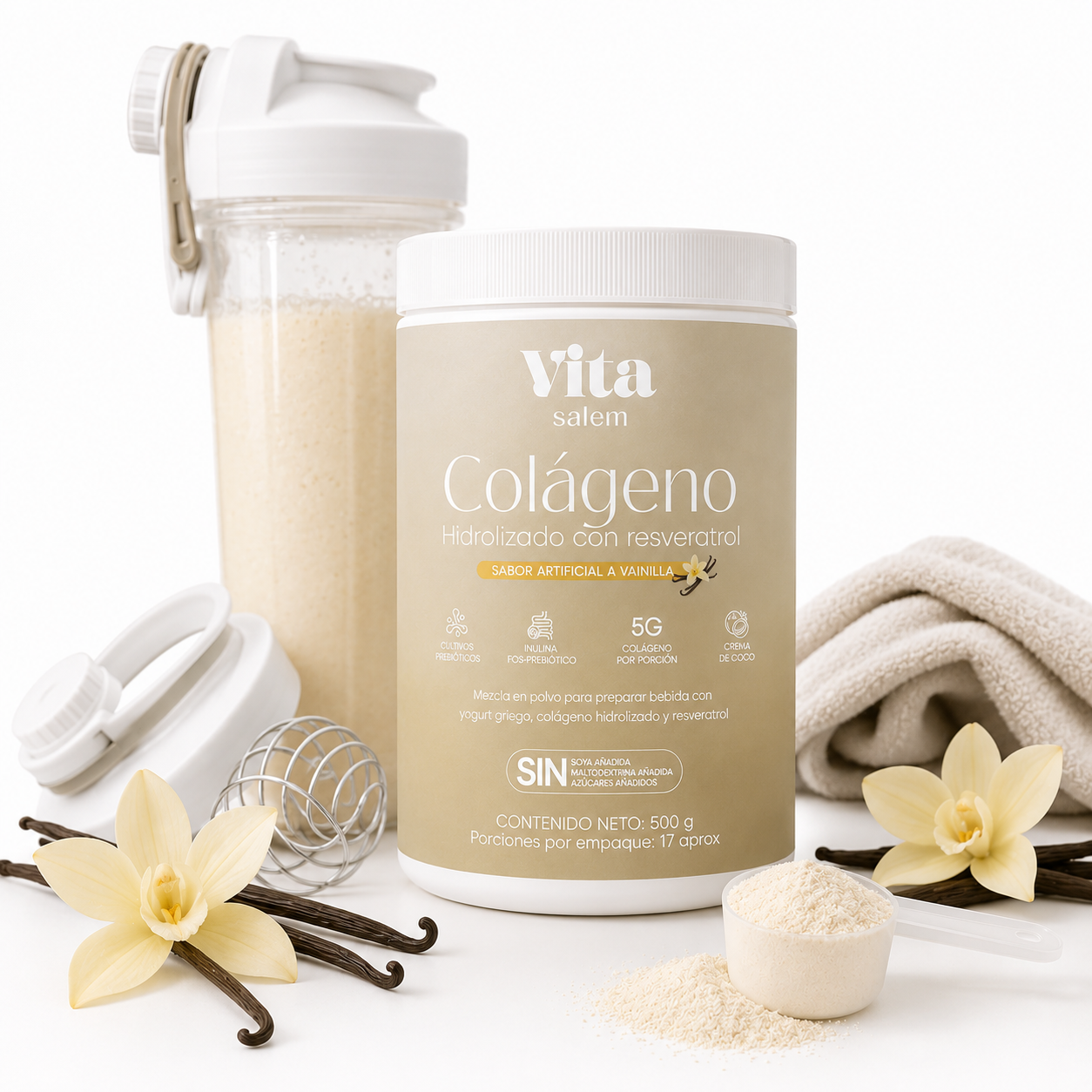 Colágeno con resveratrol sabor a vainilla combo x 3