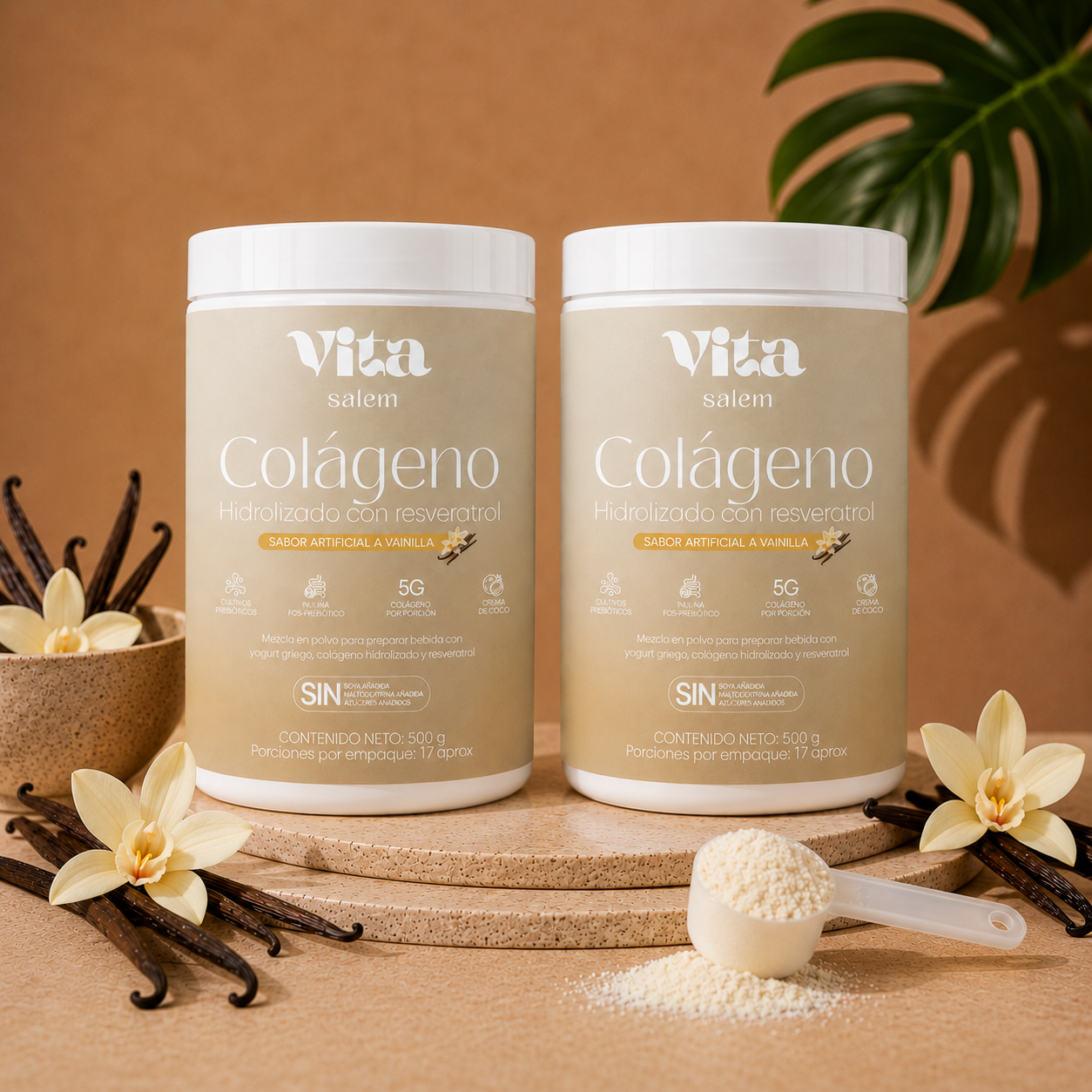 Colágeno con resveratrol sabor a vainilla combo x 2